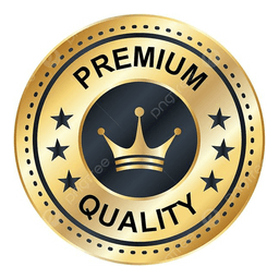 Gold premium quality badge with a crown